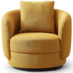 Yellow Boucle Mid-Century Modern Accent Armchair for Living Room