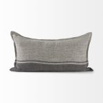 Zadie 14L x 26W Light Gray and Dark Gray Fabric Color Blocked Decorative Pillow Cover