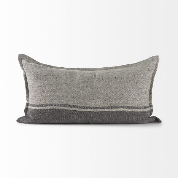 Zadie 14L x 26W Light Gray and Dark Gray Fabric Color Blocked Decorative Pillow Cover 5
