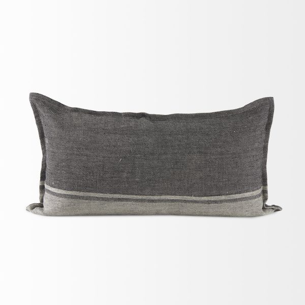 Zadie 14L x 26W Light Gray and Dark Gray Fabric Color Blocked Decorative Pillow Cover 7