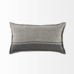 Zadie 14L x 26W Light Gray and Dark Gray Fabric Color Blocked Decorative Pillow Cover