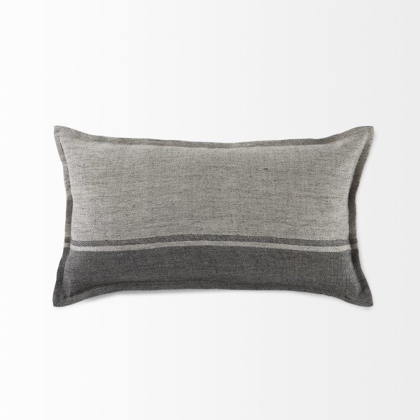 Zadie 14L x 26W Light Gray and Dark Gray Fabric Color Blocked Decorative Pillow Cover 8