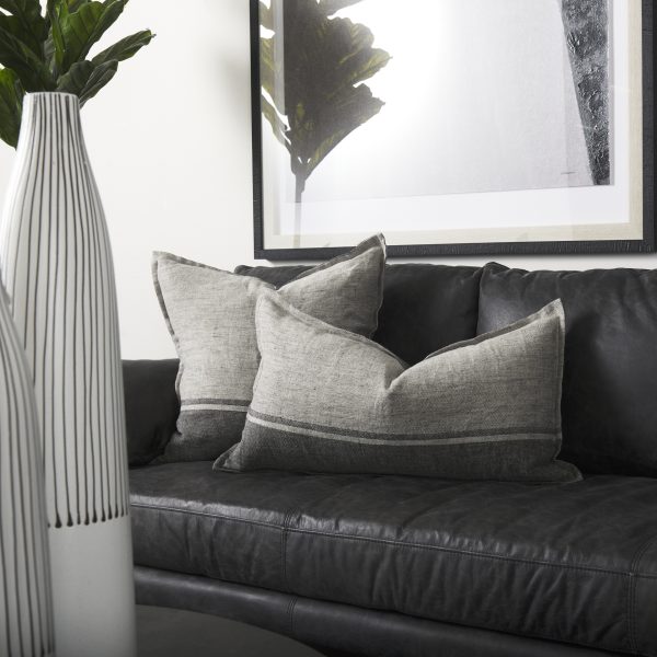 Zadie 20L x 20W Light Gray and Dark Gray Fabric Color Blocked Decorative Pillow Cover 4