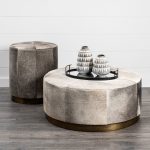 Zahavi 36" Gray Hair-On-hide W/Metal Base Ottoman