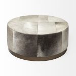 Zahavi 36" Gray Hair-On-hide W/Metal Base Ottoman