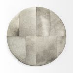 Zahavi 36" Gray Hair-On-hide W/Metal Base Ottoman