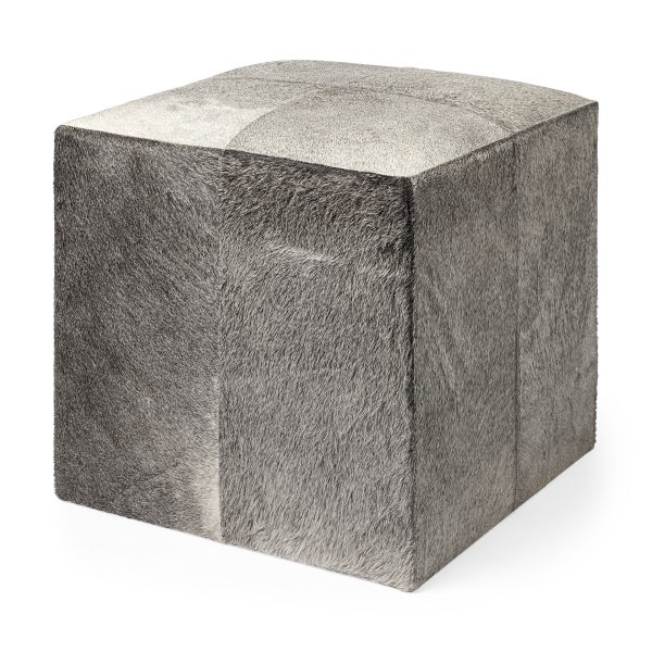 Zahavi I 20 Grey toned hair on hide ottoman