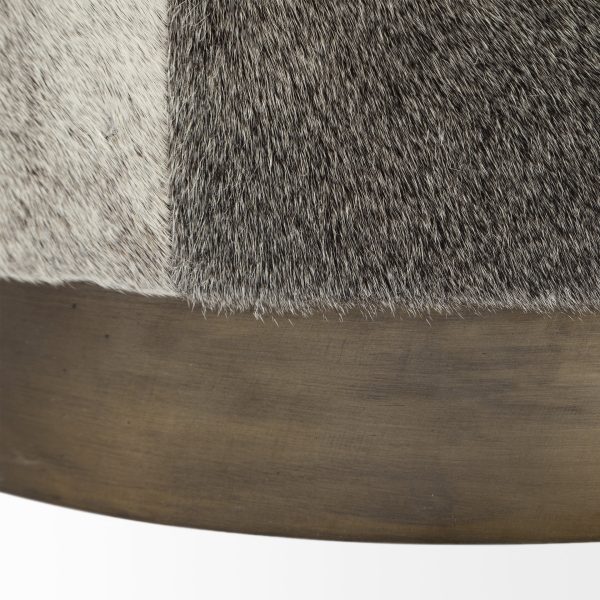 Zahavi I 23H grey toned hair on hide ottoman 10