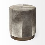 Zahavi I 23"H grey-toned hair-on-hide ottoman