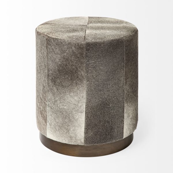 Zahavi I 23H grey toned hair on hide ottoman 6
