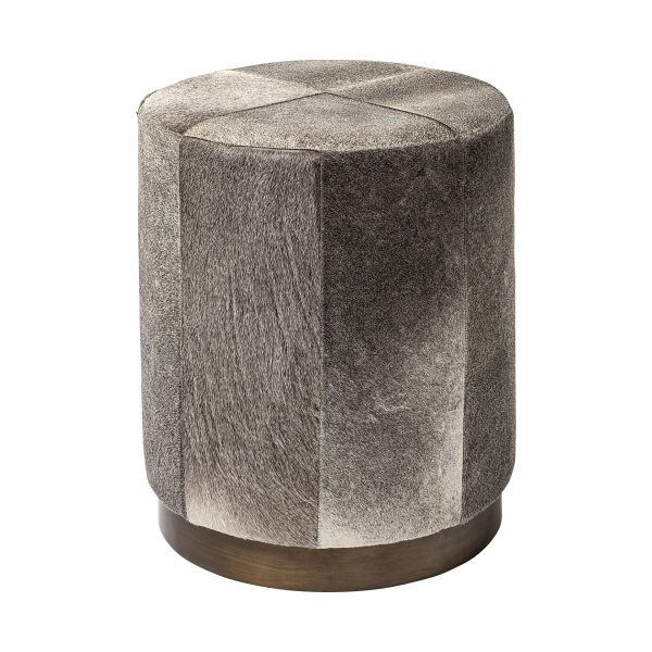 Zahavi I 23H grey toned hair on hide ottoman