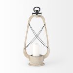 Zain II Large Brown Wooden Vintage Inspired Candle Holder Lantern
