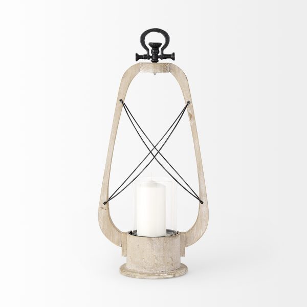 Zain II Large Brown Wooden Vintage Inspired Candle Holder Lantern 3