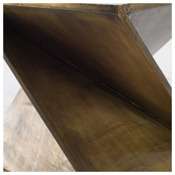 Zelda 20L x 20W Gold Metal Cladded Z Shaped Wooden Accent Table 4