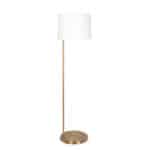 Brass Metal Offset Floor Lamp with Drum Linen Shade