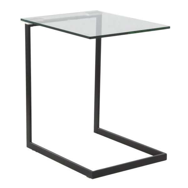 Zenn Contemporary Black Metal and Glass End Table 3
