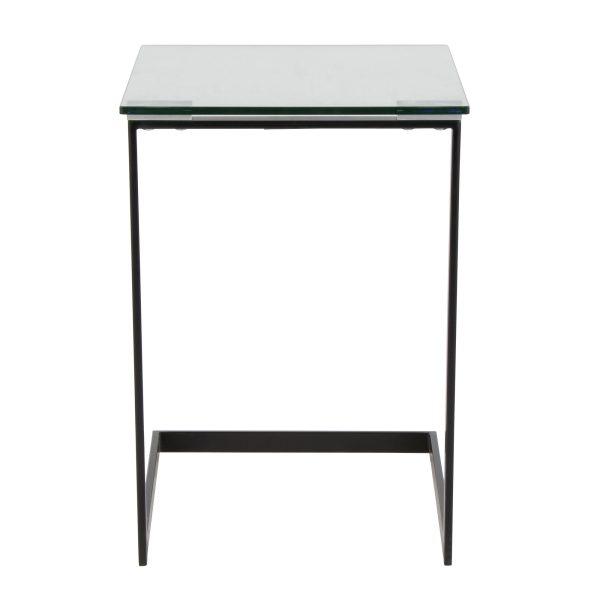 Zenn Contemporary Black Metal and Glass End Table 6