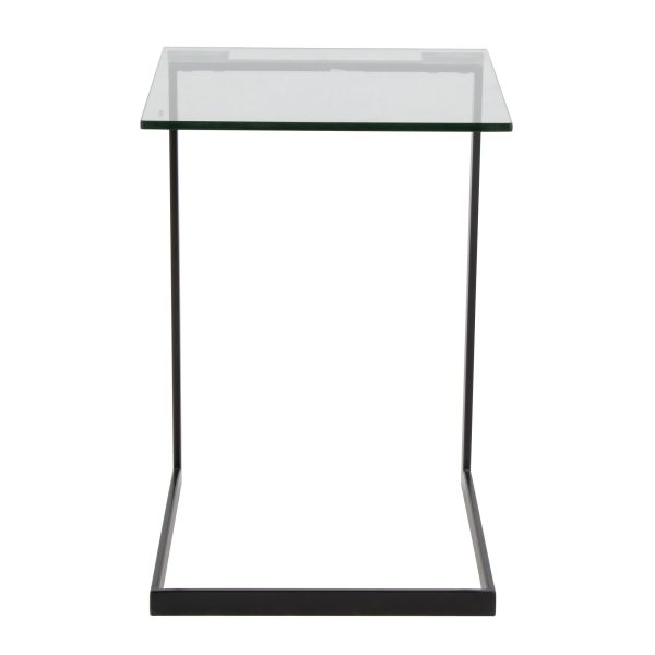 Zenn Contemporary Black Metal and Glass End Table 7