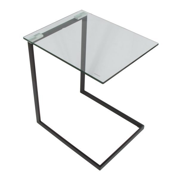 Zenn Contemporary Black Metal and Glass End Table 8