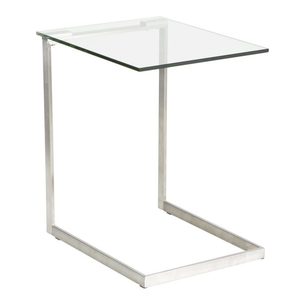 Zenn Contemporary Glass Top Stainless Steel End Table 4