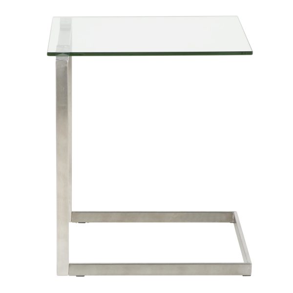Zenn Contemporary Glass Top Stainless Steel End Table 5