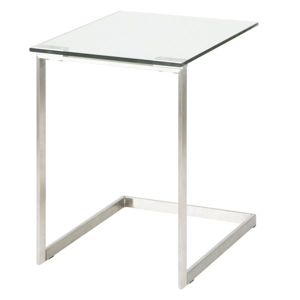 Zenn Contemporary Glass Top Stainless Steel End Table 6