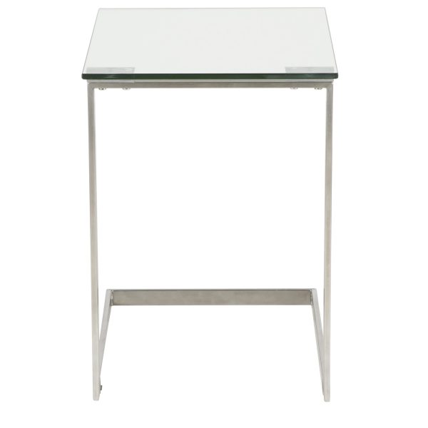 Zenn Contemporary Glass Top Stainless Steel End Table 7