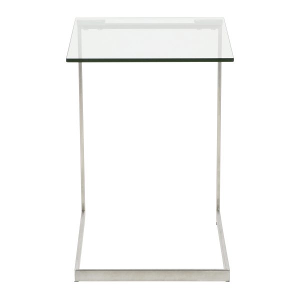 Zenn Contemporary Glass Top Stainless Steel End Table 8