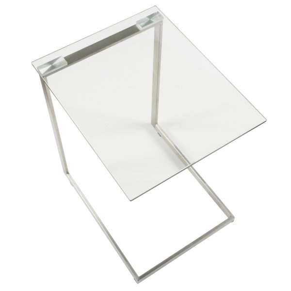 Zenn Contemporary Glass Top Stainless Steel End Table 9