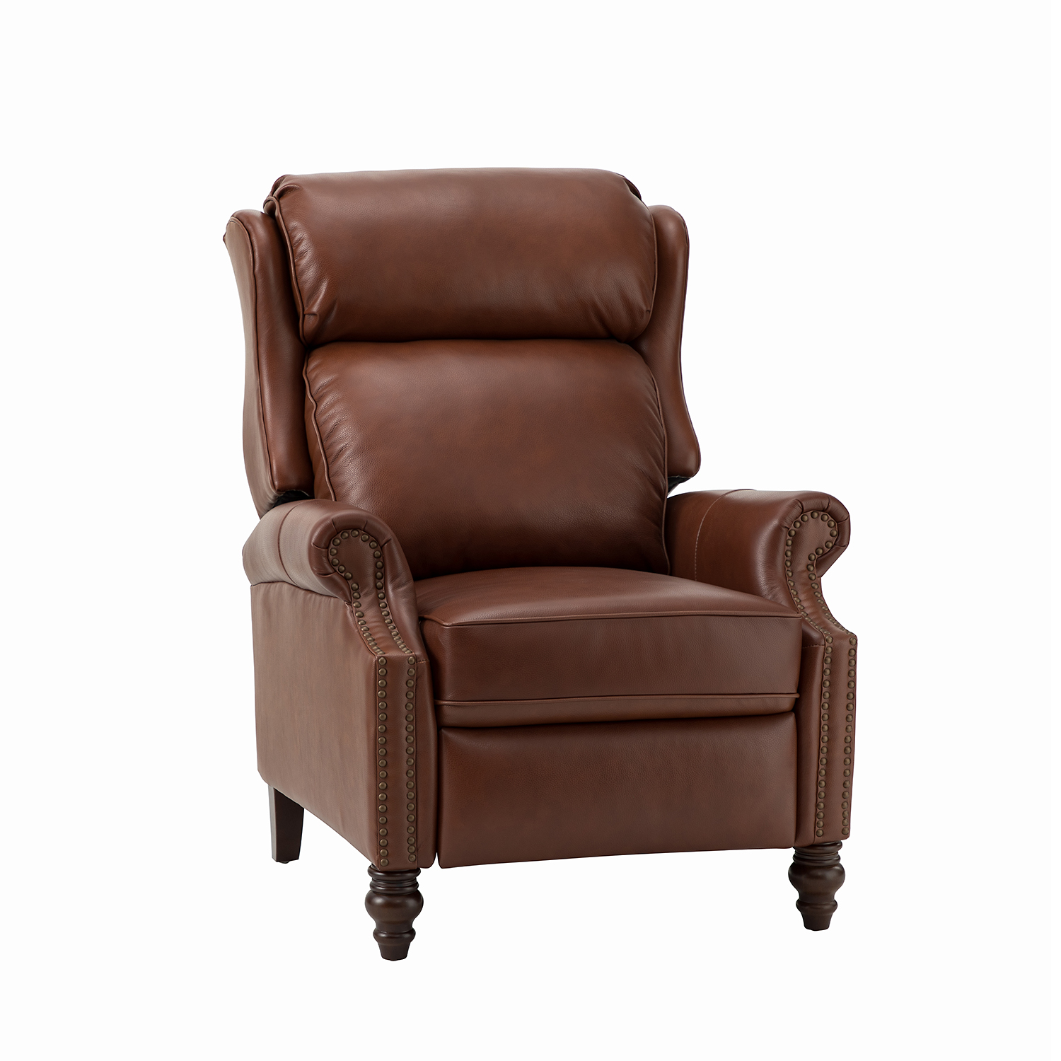 Zetes Brown Genuine Leather Modern Recliner 2 Zetes Brown Genuine Leather Modern Recliner - Image 2