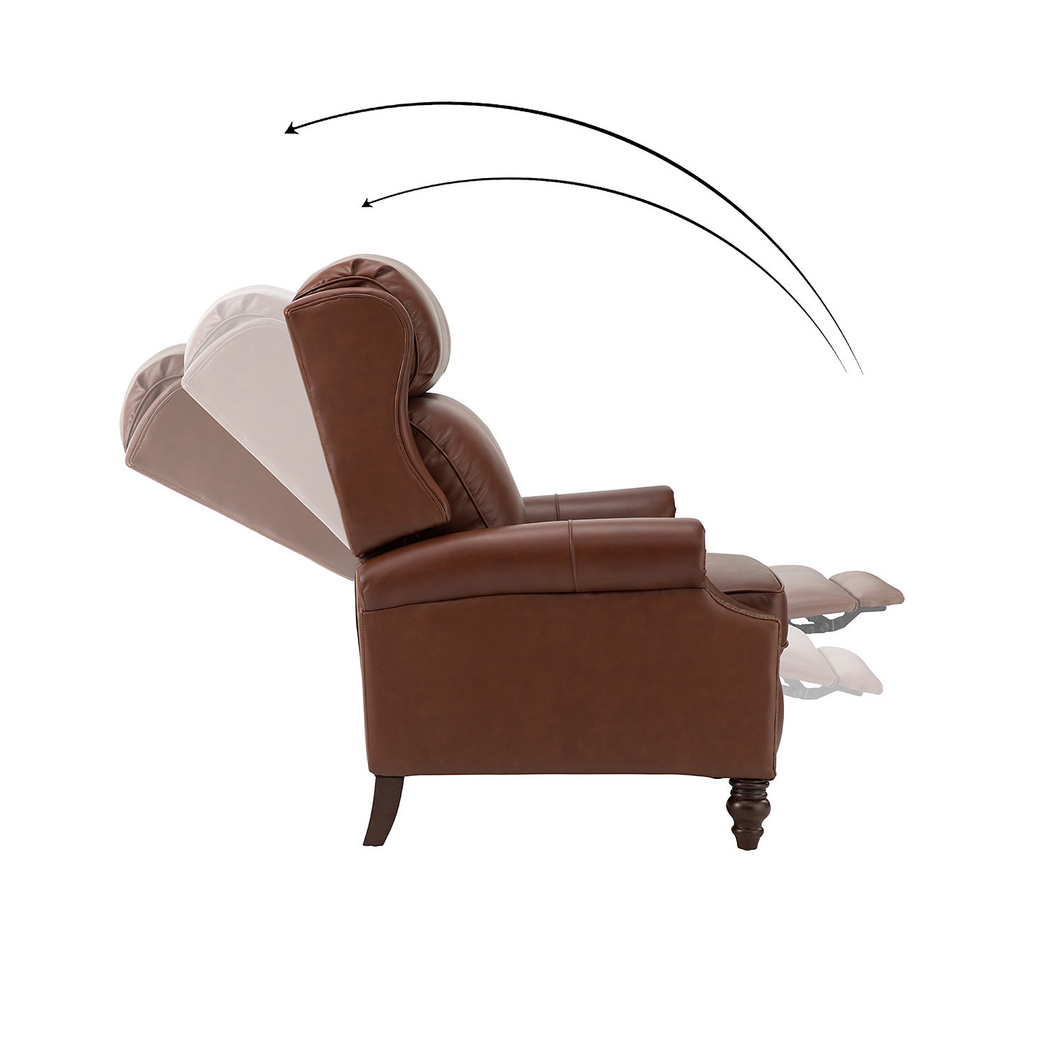 Zetes Brown Genuine Leather Modern Recliner 5 Zetes Brown Genuine Leather Modern Recliner - Image 5