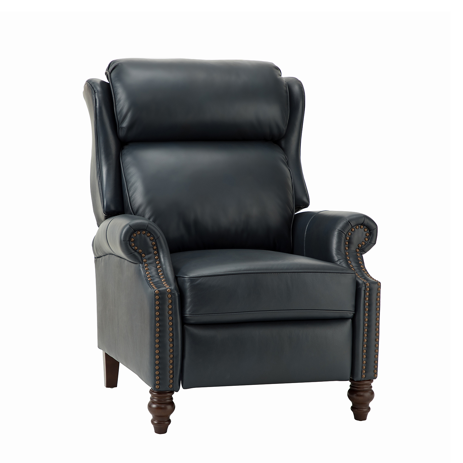 Zetes Navy Genuine Leather Modern Manual Recliner Foldable Footrest 2 Zetes Navy Genuine Leather Modern Manual Recliner Foldable Footrest - Image 2