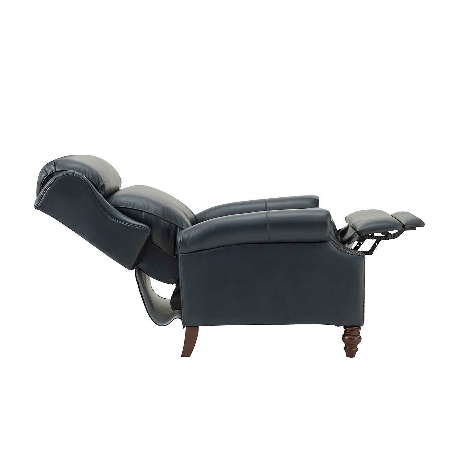 Zetes Navy Genuine Leather Modern Manual Recliner Foldable Footrest 3 Zetes Navy Genuine Leather Modern Manual Recliner Foldable Footrest - Image 3