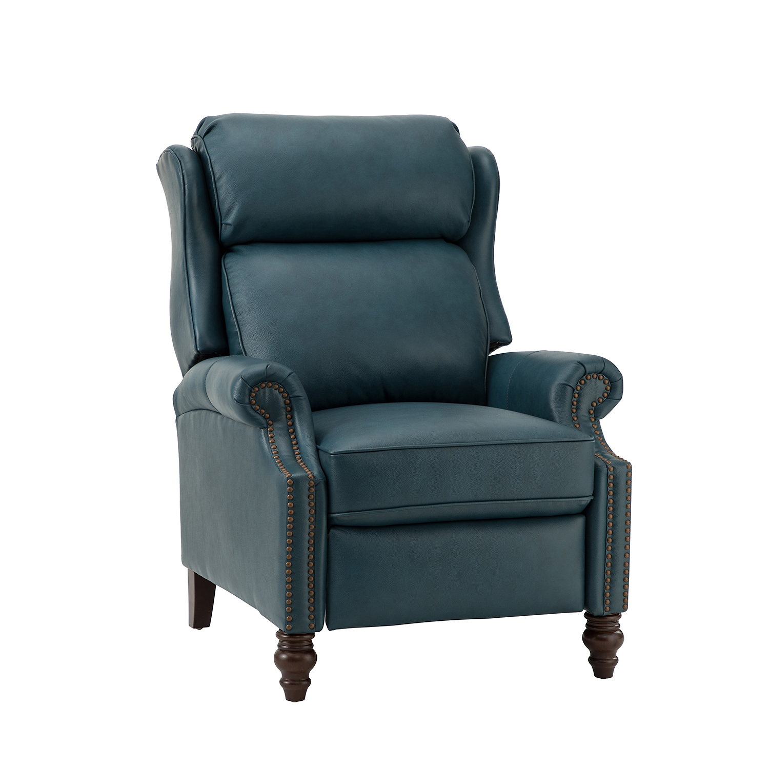 Zetes Turquoise Genuine Leather Modern Foldable Footrest Recliner 2 Zetes Turquoise Genuine Leather Modern Foldable Footrest Recliner - Image 2