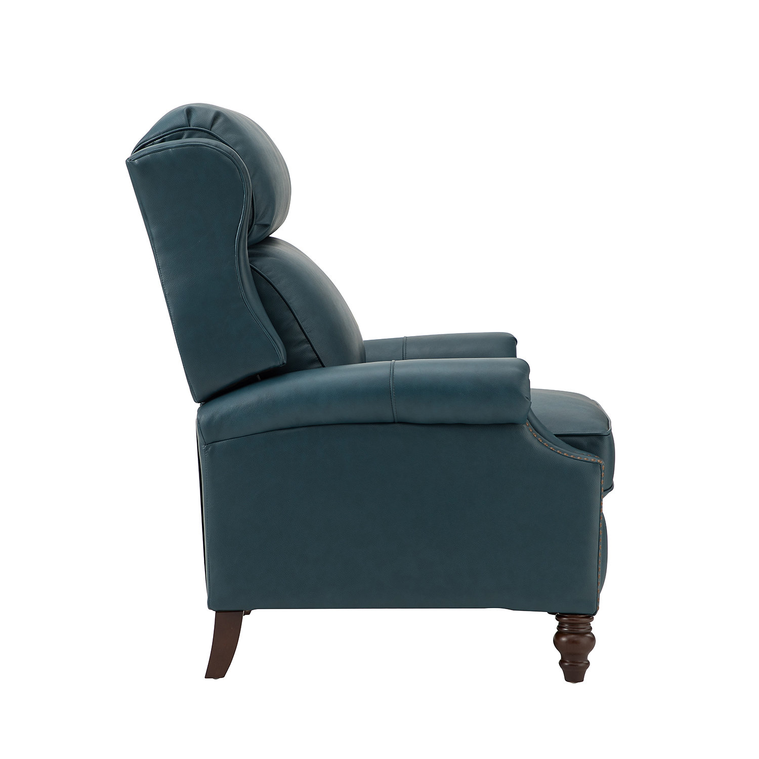 Zetes Turquoise Genuine Leather Modern Foldable Footrest Recliner 4 Zetes Turquoise Genuine Leather Modern Foldable Footrest Recliner - Image 4