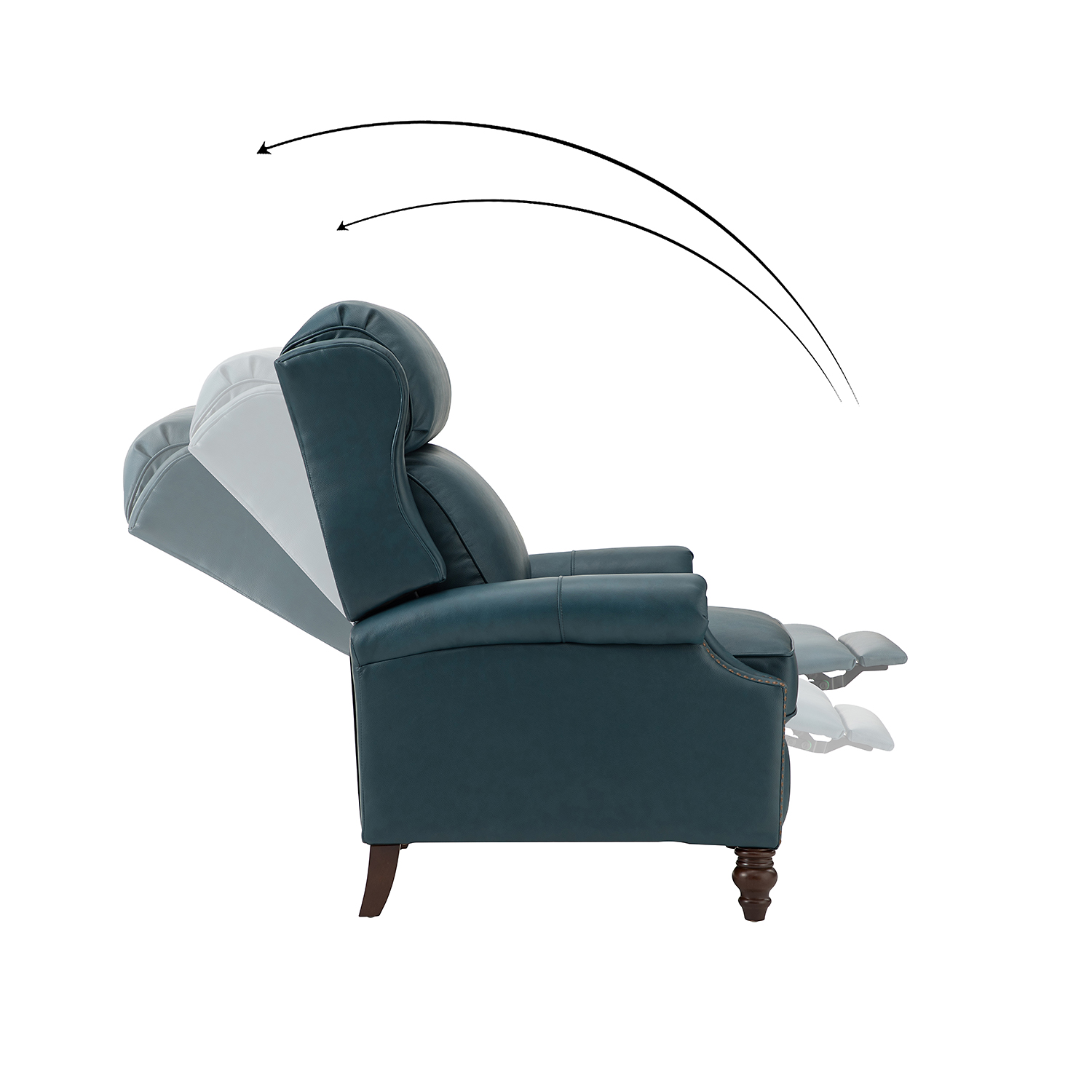 Zetes Turquoise Genuine Leather Modern Foldable Footrest Recliner 5 Zetes Turquoise Genuine Leather Modern Foldable Footrest Recliner - Image 5