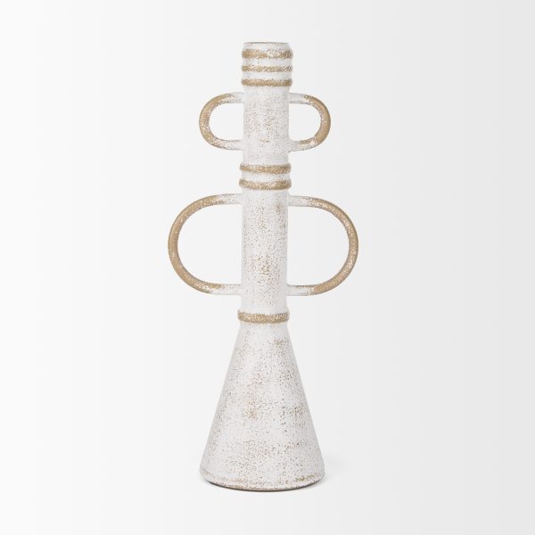 Ziva Large Distressed White Metal Sculptural Object 2