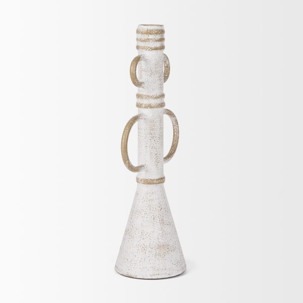 Ziva Large Distressed White Metal Sculptural Object 4