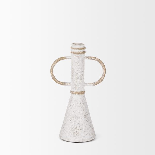 Ziva Small Distressed Wall White Metal Sculptural Object 2