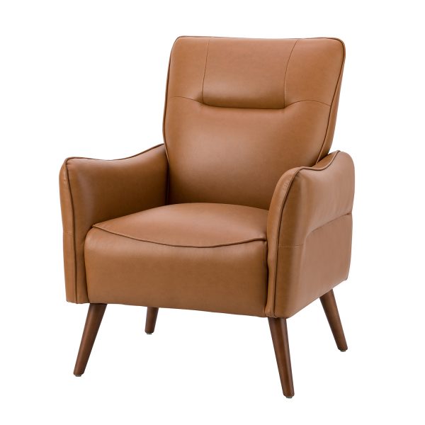 Zuri Camel Vegan Leather Accent Armchair 1