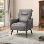 Zuri Grey Vegan Leather Accent Armchair
