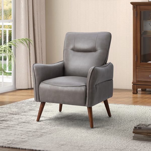 Zuri Grey Vegan Leather Accent Armchair