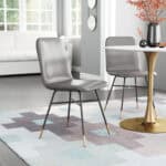 Gray Faux Leather Dining and Accent Chair with Gold Tips (Set of 2) 9 Gray Faux Leather Dining and Accent Chair with Gold Tips (Set of 2)