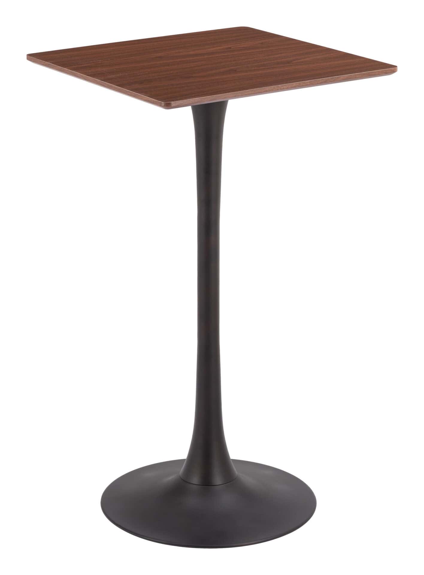 Modern Brown Bar Table with Square Top and Pedestal Base 1 Modern Brown Bar Table with Square Top and Pedestal Base