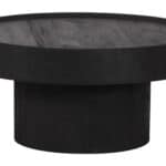 Sleek Black Mango Wood Round Coffee Table with Rubber Feet 7 Sleek Black Mango Wood Round Coffee Table with Rubber Feet
