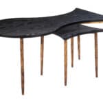 Black and Bronze Coffee Table Set with Steel Frame (2-Piece)
