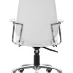Adjustable White Faux Leather Office Chair with Chrome Frame and Casters