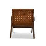 Tan Leather Mid-Century Modern Lounge Chair with Walnut Legs and Round Arms