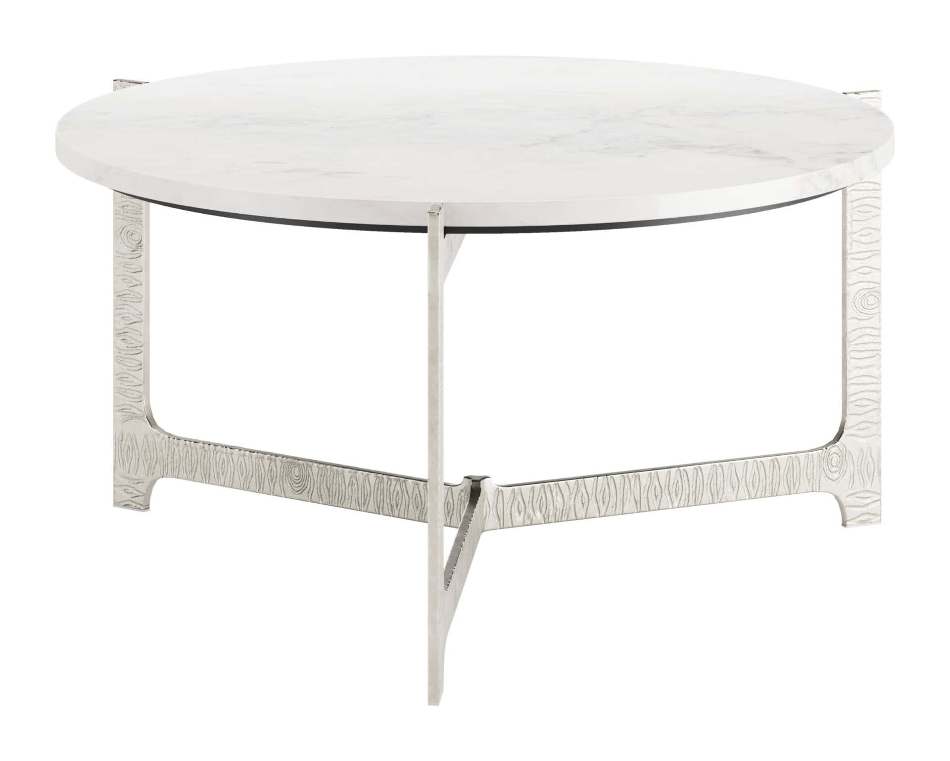 Luxurious Round Marble Coffee Table with Cast Aluminum Base 3 Luxurious Round Marble Coffee Table with Cast Aluminum Base - Image 3
