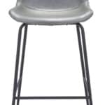 Gray Faux Leather Barstool with Black Steel Legs and Footrest